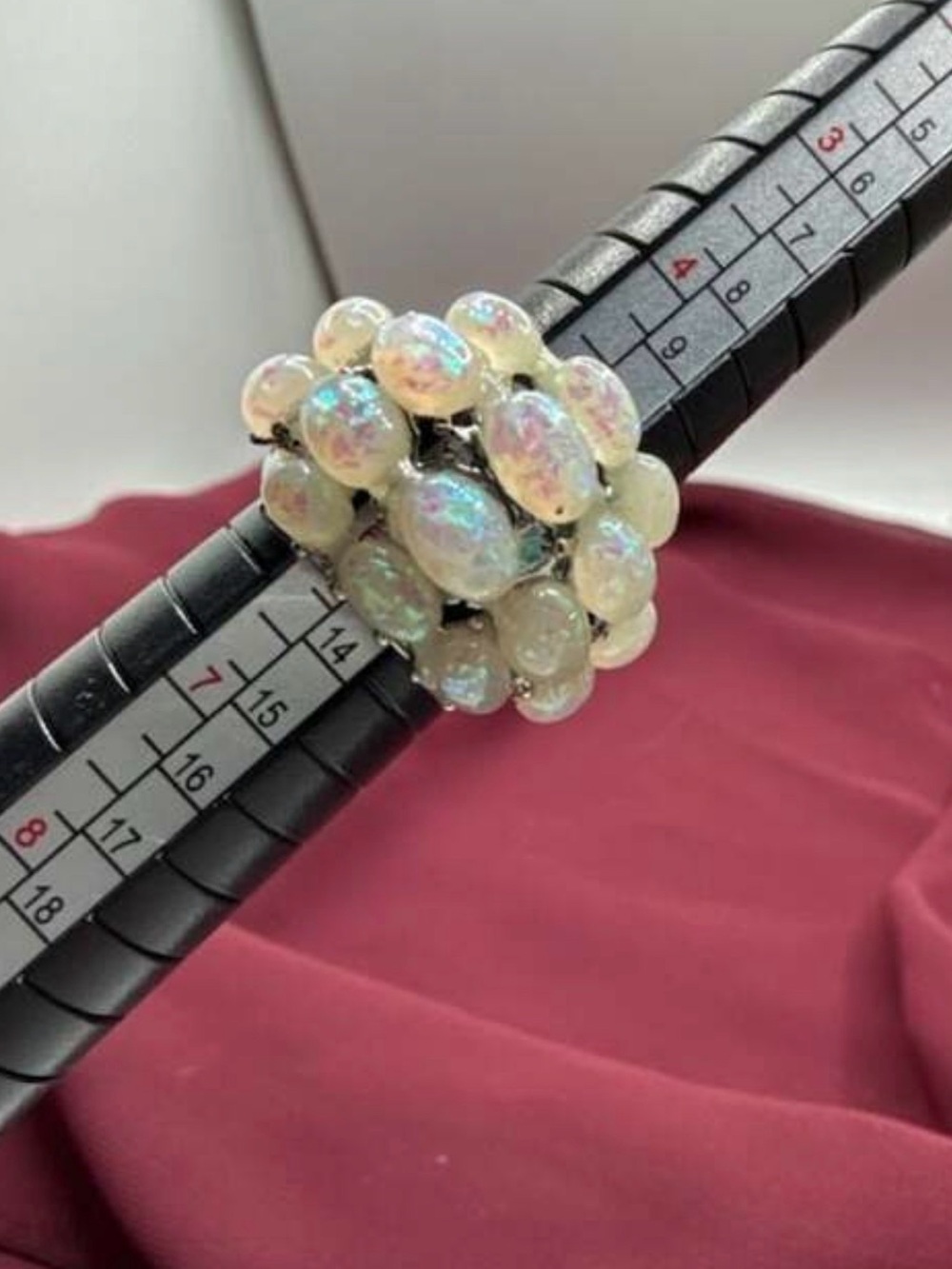 Pastel Iridescent Glass Bubble Cluster Statement Ring